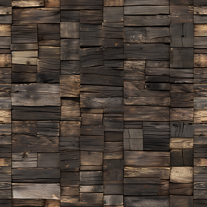 Weathered Dark Wood Planks with Distressed Grain and Knots seamless PBR texture preview