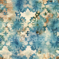 seamless Seamless 3D PBR Watercolor Floral Texture with Blue and Brown Hues texture 8k free download PBR