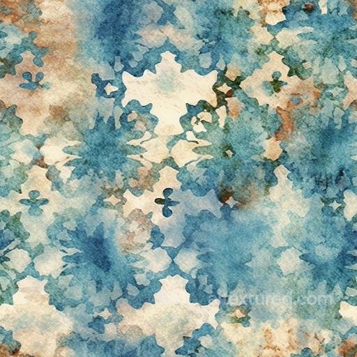 Watercolor Floral Texture with Blue and Brown Hues seamless Watercolor texture PBR texture