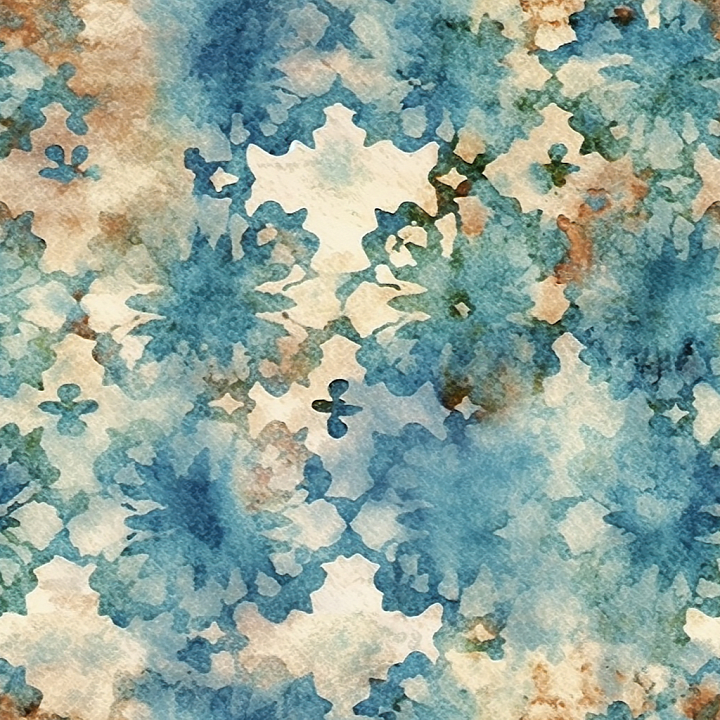 Watercolor Floral with Blue and Brown Hues seamless PBR texture preview