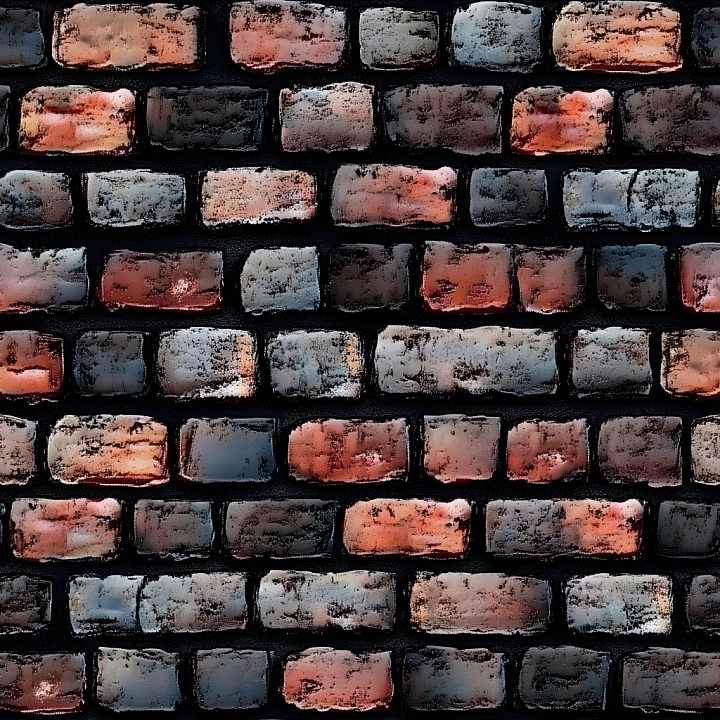 Cracked and Holed Brick Wall with Weathered Color Variation seamless PBR texture preview