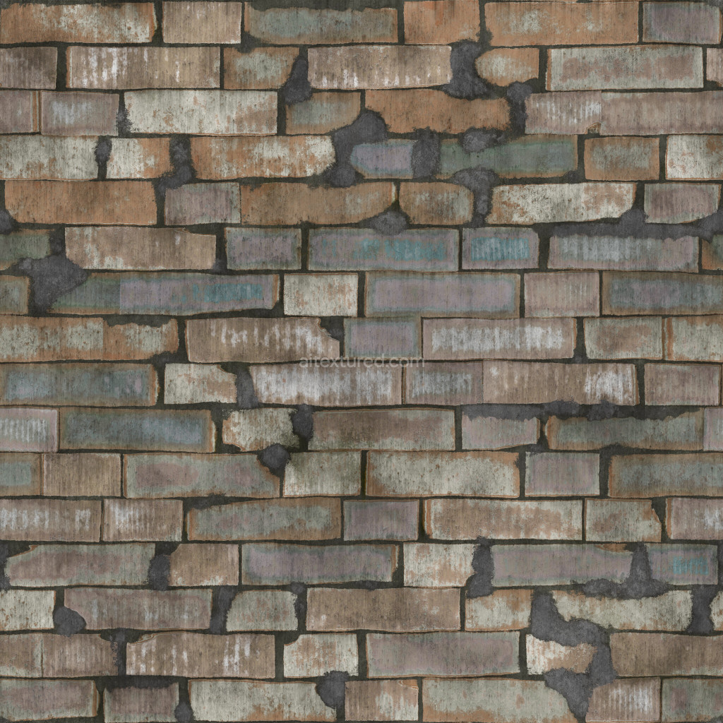 Seamless PBR brick texture with weathered details