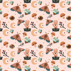 seamless Seamless 3D PBR Boho Fabric Texture with Mystical Symbols and Pastel Tones texture 8k free download PBR