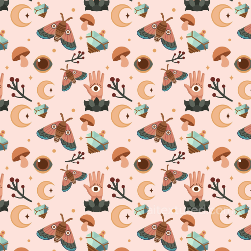 Boho Fabric Texture with Mystical Symbols and Pastel Tones seamless Boho Seamless PBR texture
