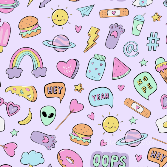 with Playful Cartoon Doodles on Pastel Background Happy Face pattern texture preview