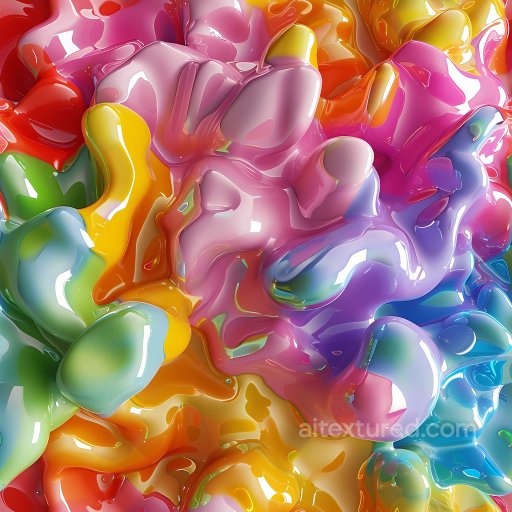 Inflated PBR Texture with Glossy Multicolor Bubble Shapes seamless Inflated PBR texture