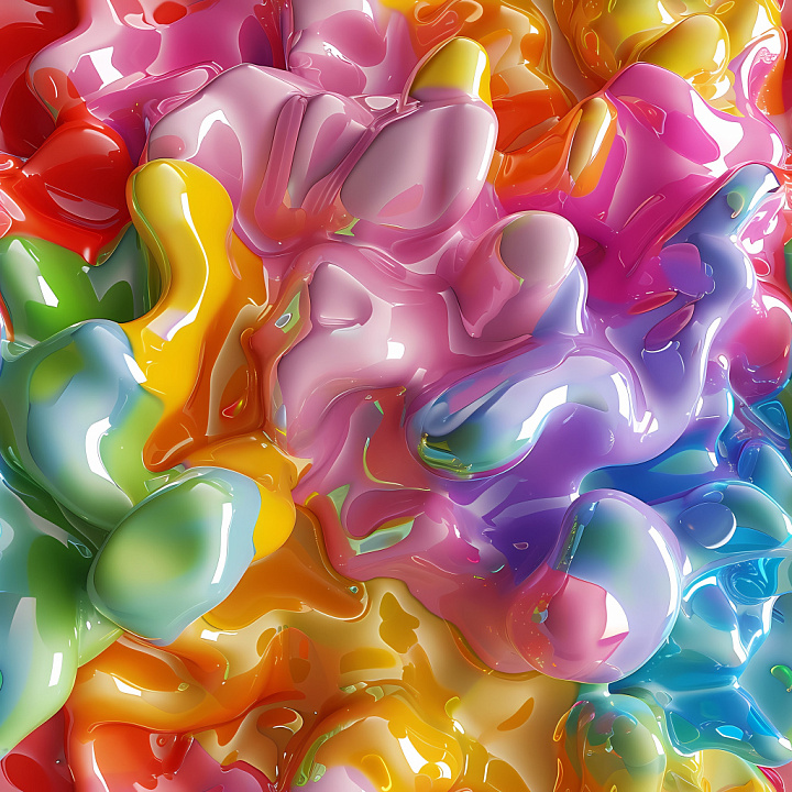 Inflated with Glossy Multicolor Bubble Shapes seamless PBR texture preview