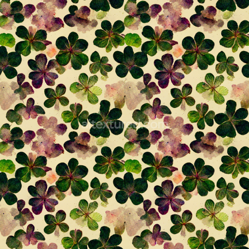 Seamless 3D PBR Texture of Pressed Clover Leaves on Light Background