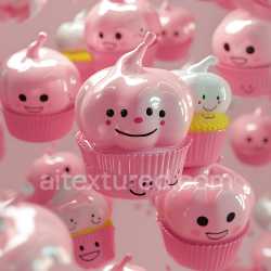 seamless Seamless 3D inflated vinyl cupcake PBR texture with glossy pink finish texture 8k free download PBR