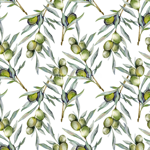 Preview — Seamless 3D PBR Texture of Watercolor Olive Branches with Green Leaves