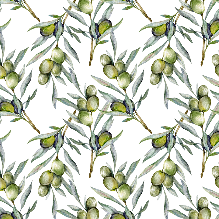 Watercolor Greenery of Watercolor Olive Branches with Green Leaves seamless PBR texture preview