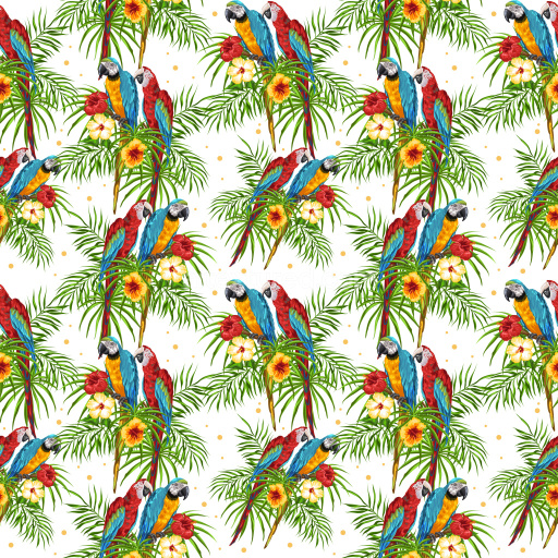 Pattern Bundle - Seamless 3D Pattern PBR Texture Featuring Tropical Parrots and Vibrant Floral Motifs texture preview