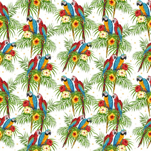 Pattern PBR Texture Featuring Tropical Parrots and Vibrant Floral Motifs seamless Pattern Bundle PBR texture