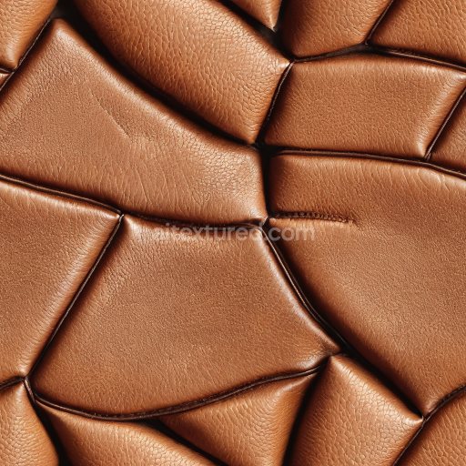 Seamless 3D Padded Brown Leather PBR Texture with Soft Grain and Stitch Detailing