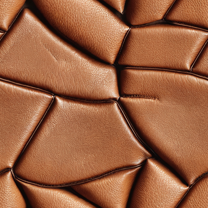 Padded Brown Leather with Soft Grain and Stitch Detailing seamless PBR texture preview