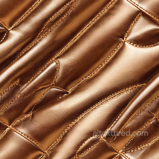 Glossy Tan Leather Texture with Stitched Quilting and Fine Grain seamless Leather PBR texture