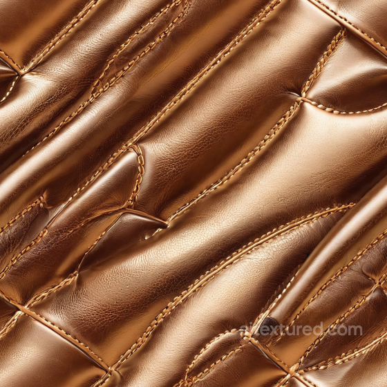 Glossy Tan Leather Texture with Stitched Quilting and Fine Grain Leather texture preview