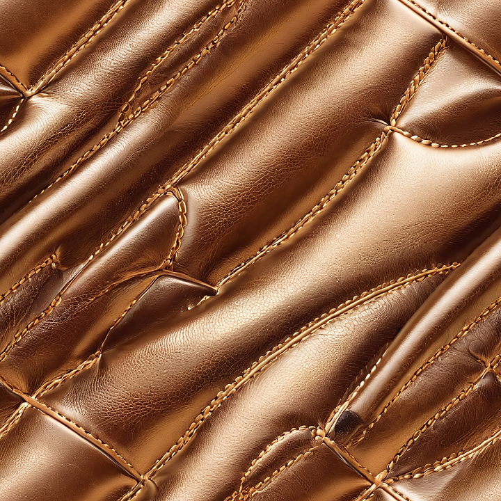 Glossy Tan Leather with Stitched Quilting and Fine Grain seamless PBR texture preview
