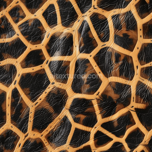 Seamless 3D PBR texture of glossy exotic giraffe-inspired leather with natural wrinkles
