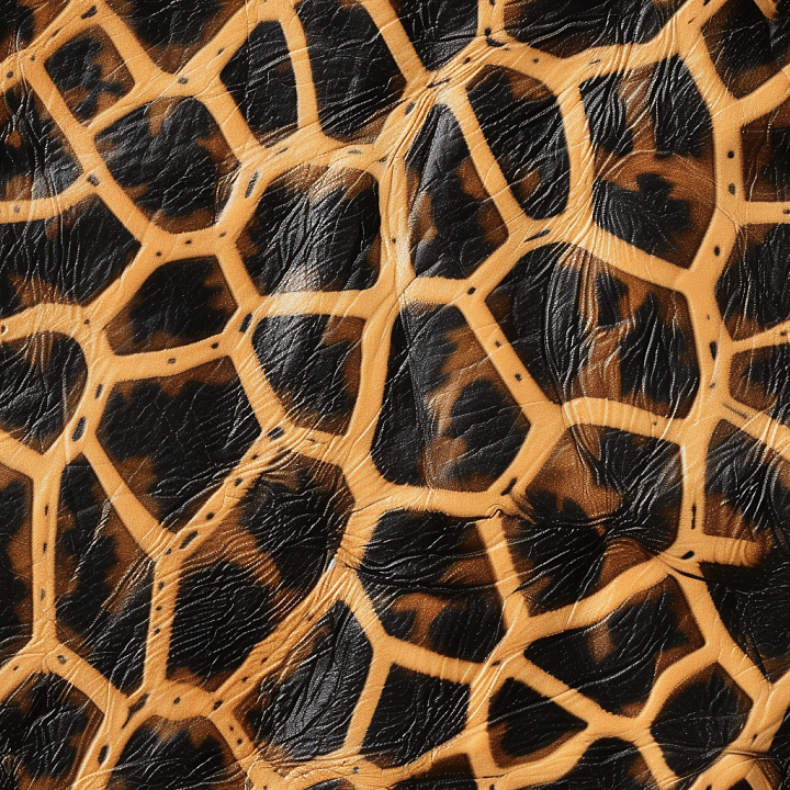 Of Glossy Exotic Giraffe-Inspired Leather With Natural Wrinkles seamless PBR texture preview