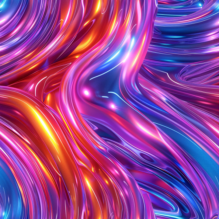 Of Vibrant Glossy Flowing Curves With Intense Neon Reflections seamless PBR texture preview