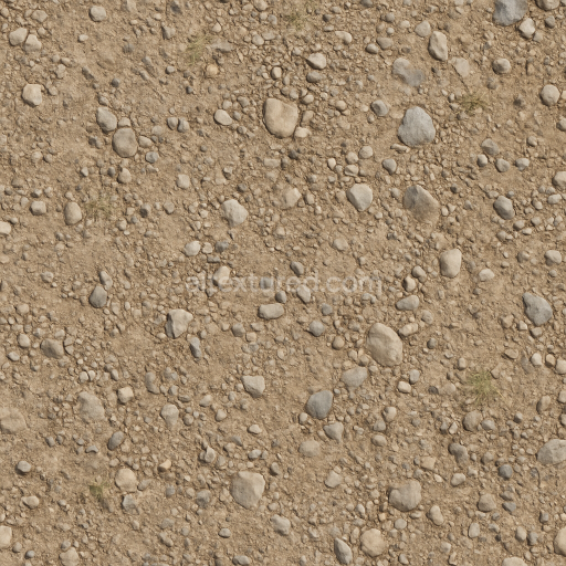 Seamless 3d texture pbr 8k gravel loose with dry surface and pebbles scattered natural wear