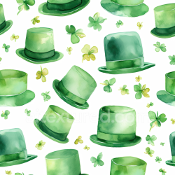 seamless Seamless 3D PBR Texture Featuring Green St Patrick Top Hats and Clover Leaves texture 8k free download PBR