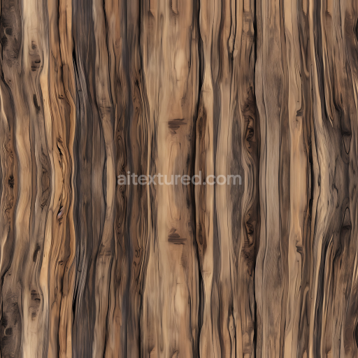 Seamless 3D Rustic Wood Planks PBR Texture with Knots and Grain Variations