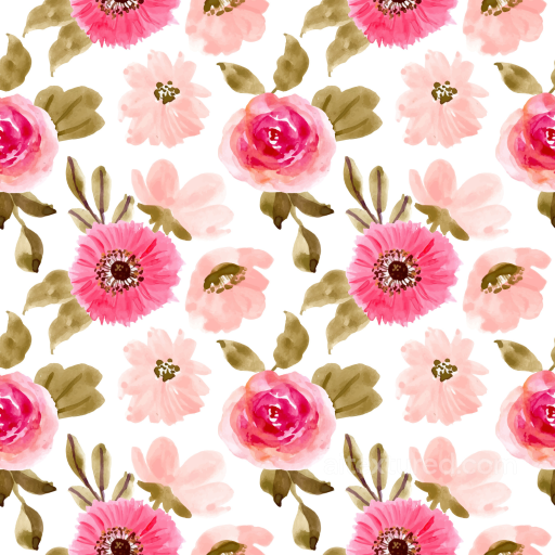 Watercolor Floral Fabric Texture in Pink and Green Tones seamless Floral  PBR texture