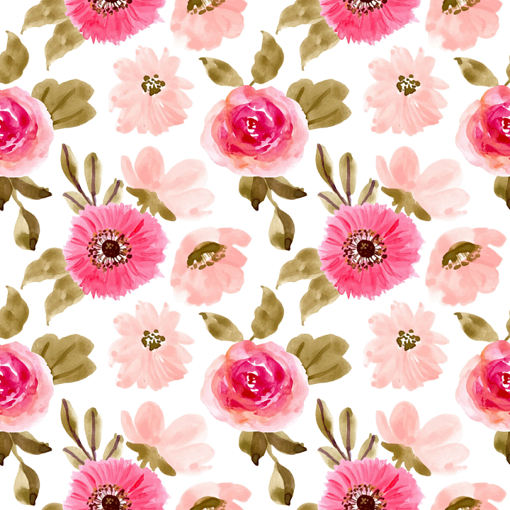 Watercolor Floral Fabric in Pink and Green Tones seamless PBR texture preview