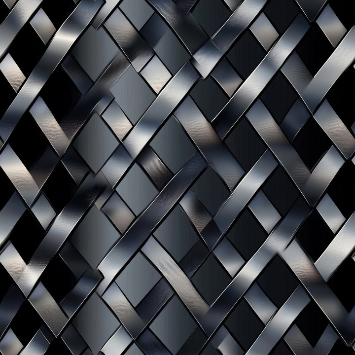Woven Steel Metal with Brushed and Polished Strips seamless PBR texture preview