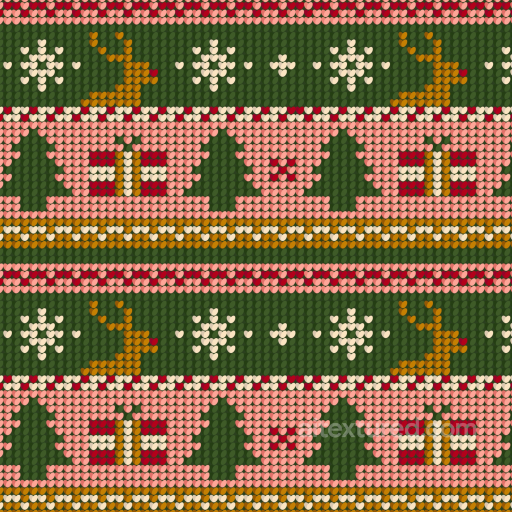 Christmas Knit Pattern Texture with Reindeer and Trees seamless All Christmas Digital paper PBR texture