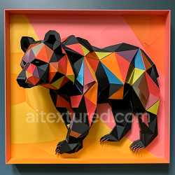 seamless Seamless 3D PBR Texture of Stylized Low-Poly Black Bear with Origami Facets texture 8k free download PBR