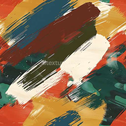 Seamless 3D Stylized Brushstroke Camouflage PBR Texture with Warm Earth Tones