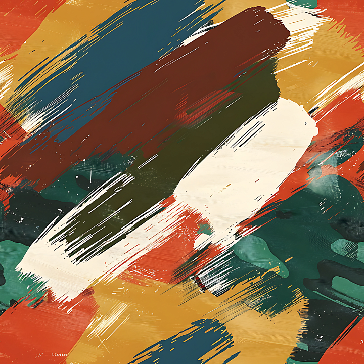 Stylized Brushstroke Camouflage with Warm Earth Tones seamless PBR texture preview