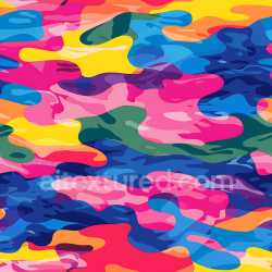 seamless Seamless 3D PBR Texture of Colorful Stylized Camouflage Pattern with Vibrant Organic Shapes texture 8k free download PBR