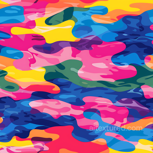 Color Camouflage Texture of Colorful Stylized Camouflage Pattern with Vibrant Organic Sha… seamless Color Camouflage PBR texture