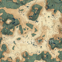 seamless Seamless 3D Topographic Desert Camouflage PBR Texture with Contour Lines and Terrain Color Palette texture 8k free download PBR