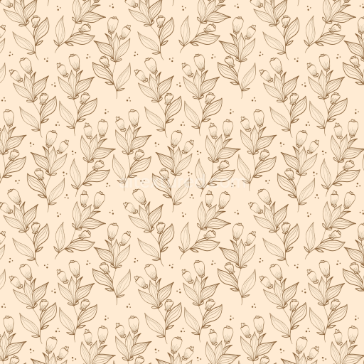 Seamless 3D PBR Floral Line Art Texture with Delicate Leaf and Bud Motifs