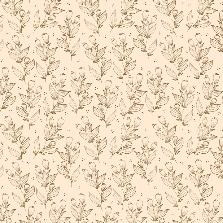 Floral Line Art with Delicate Leaf and Bud Motifs seamless PBR texture preview