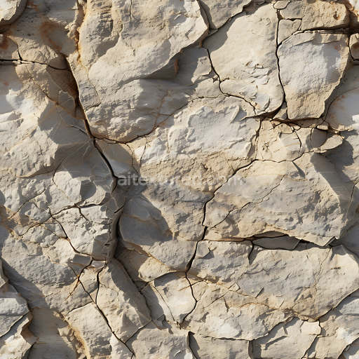 Seamless 3D Cracked Clay Stone Ground PBR Texture with Natural Beige Tones