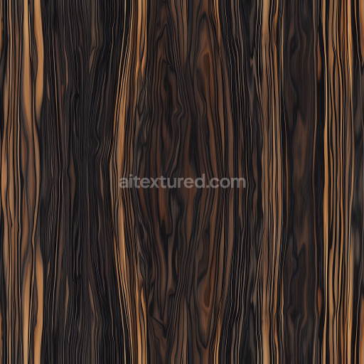 Seamless 3D Ebony Wood PBR Texture Featuring Dramatic Dark and Light Grain Patterns