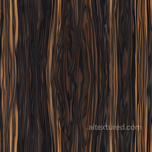 Ebony Wood PBR Texture Featuring Dramatic Dark and Light Grain Patterns seamless Wood PBR texture