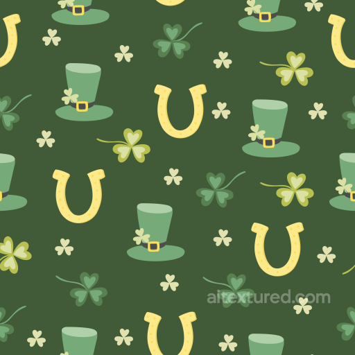 St Patrick Digital Paper Texture with Leprechaun Hats & Shamrocks seamless St patrick digital paper bundle PBR texture