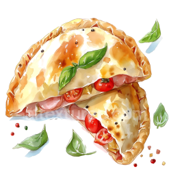 seamless Breakfast Ham and Cheese Calzones Illustration with Tomato and Basil texture 8k free download PBR
