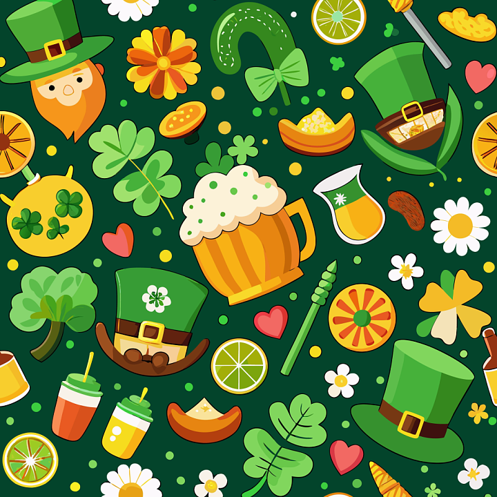 Featuring Colorful St Patrick Digital Paper Pattern seamless PBR texture preview