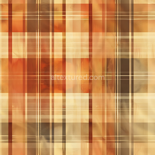 Seamless 3D Plaid Metal PBR Texture with Warm Orange and Brown Plaid Pattern