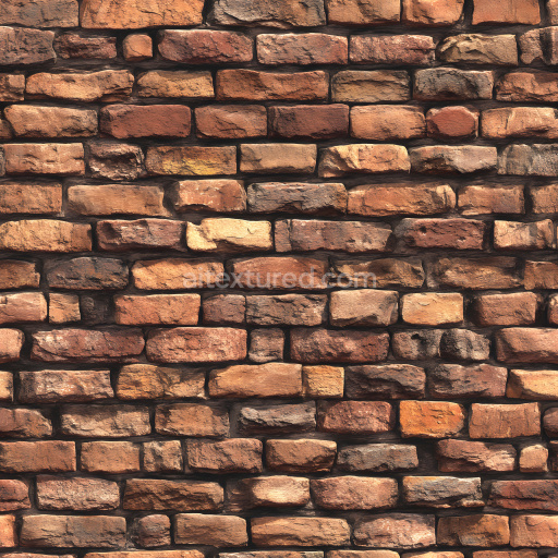 Seamless 3D PBR cracked brick wall texture with weathered red and brown bricks