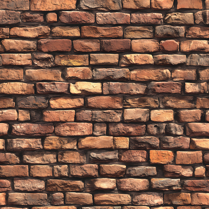 Cracked Brick Wall With Weathered Red And Brown Bricks seamless PBR texture preview