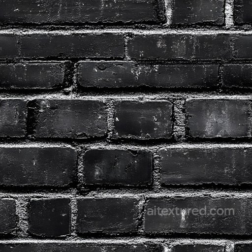 Cracked Black Brick Wall Texture with Rough Mortar Detailing seamless Brick PBR texture